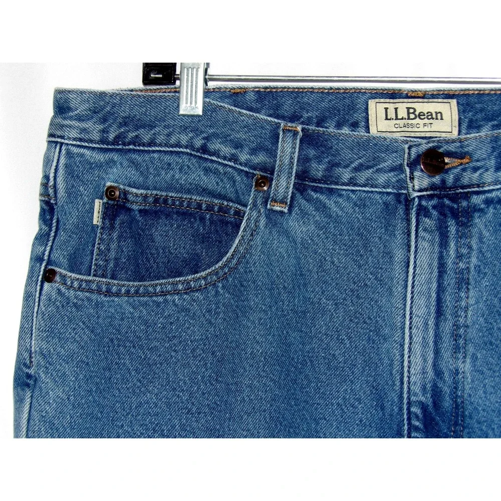 L.L. Bean 100% Cotton Flannel Lined Straight Leg Denim Jeans Men's 37 X 29